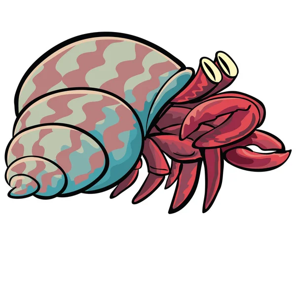 Rode Krab Een Kleurrijke Schelp — Stockvector