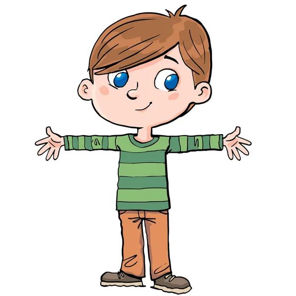 Niño Con Los Brazos Extendidos Altura Del Pecho — Vector de stock