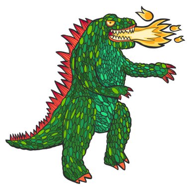 Ağzı alev alev yanan Yeşil Ejder