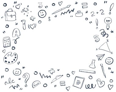 Okula dönelim. Dijital illüstrasyon pankartı.