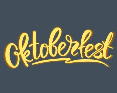 Oktoberfest el yazısı. Tebrik kartları ve afişler için tasarım. Bira Festivali. Şablon kutlaması tasarla. Dijital illüstrasyon.
