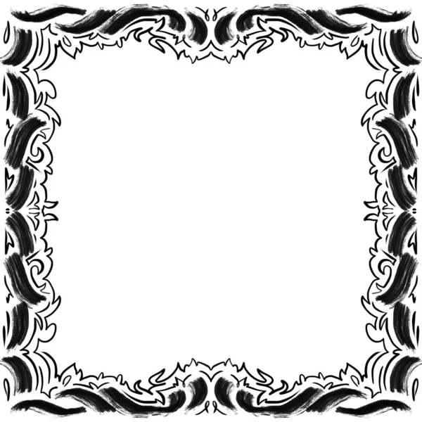 Lassic Doodle Style Frame Μαύρο Και Άσπρο Χρώμα — Φωτογραφία Αρχείου