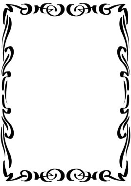 Siyah ve beyaz renkli lassic doodle biçimi çerçeve.