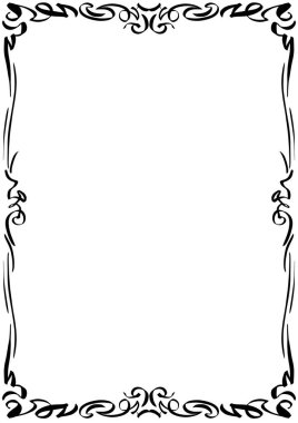 Siyah ve beyaz renkli lassic doodle biçimi çerçeve.