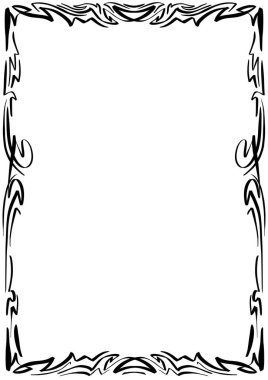 Siyah ve beyaz renkli lassic doodle biçimi çerçeve.