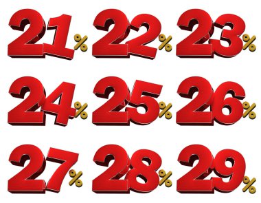 21-29 Yüzde 3d beyaz arka plan üzerinde render. (Kırpma Yolu ile).