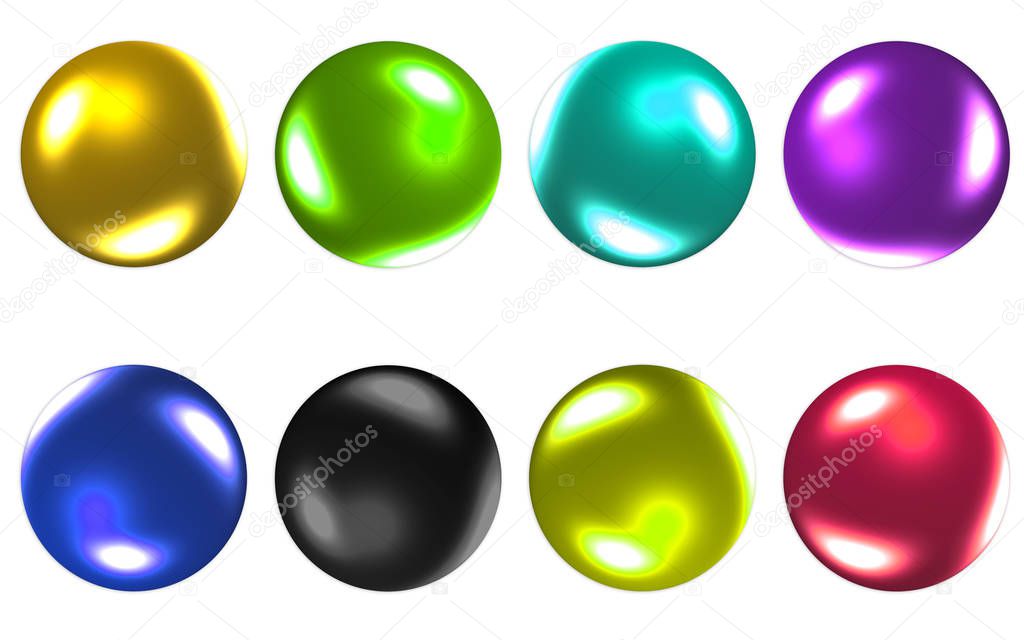 Colorful ball collection 3D rendering on white background.(with Clipping Path).