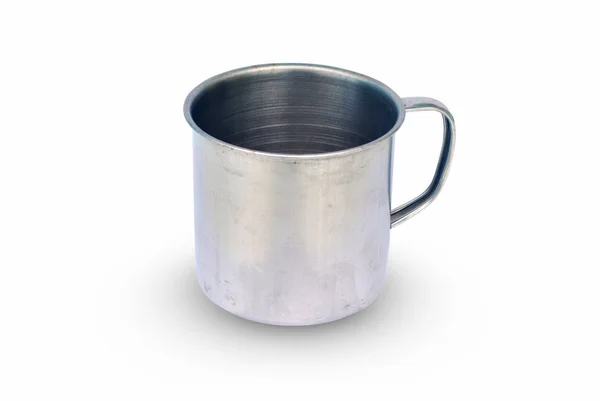 Stainless Steel Drinking Glass Rust Damage White Background Clipping Path — Stock Photo, Image