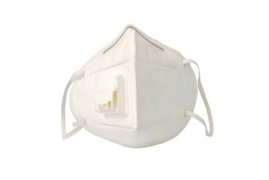 Beyaz arka planda toz maskesi boyutu Pm 2.5. (Kırpma Yolu ile).