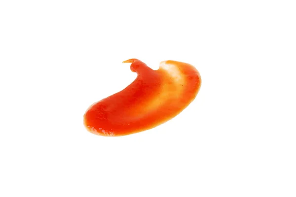Świeże Czerwone Plamy Ketchup Stos Białym Tle Ścieżką Przycinającą — Zdjęcie stockowe