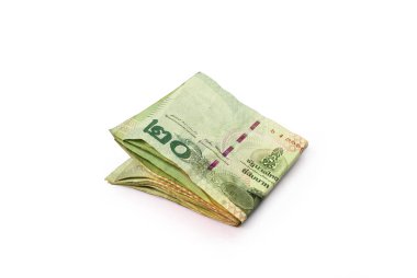 Beyaz arka plan üzerine Tay banknotları. (Kırpma Yolu ile).