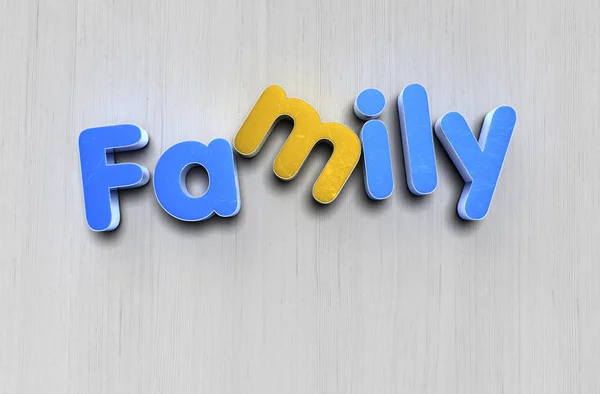Family Text Rendering Painted Wood Background Clipping Path — Stock Photo, Image
