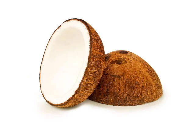 Kokosový Ořech Bílém Podkladu Ořezovou Cestou — Stock fotografie