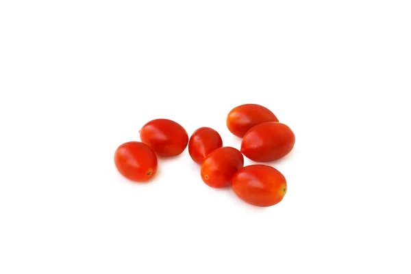 Pomidory Cherry Białym Tle Lycopersicon Esculentum Mill Pomaga Organizmowi Walczyć — Zdjęcie stockowe