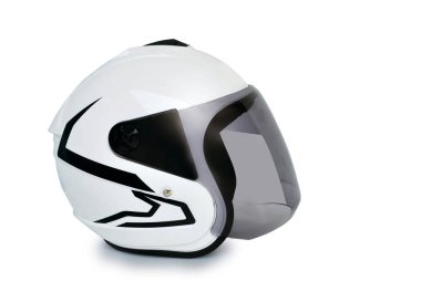 Beyaz arka planda motosiklet sürücüleri için kask. Kırpma Yolu ile.