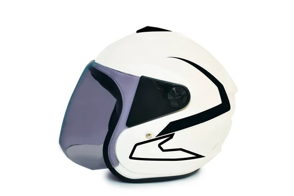 白色背景的摩托车手头盔 带剪切路径 — 图库照片