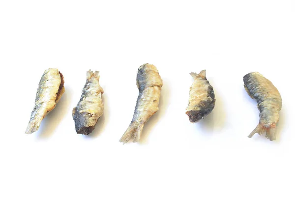 Fried salted fish on white background.(with Clipping Path).