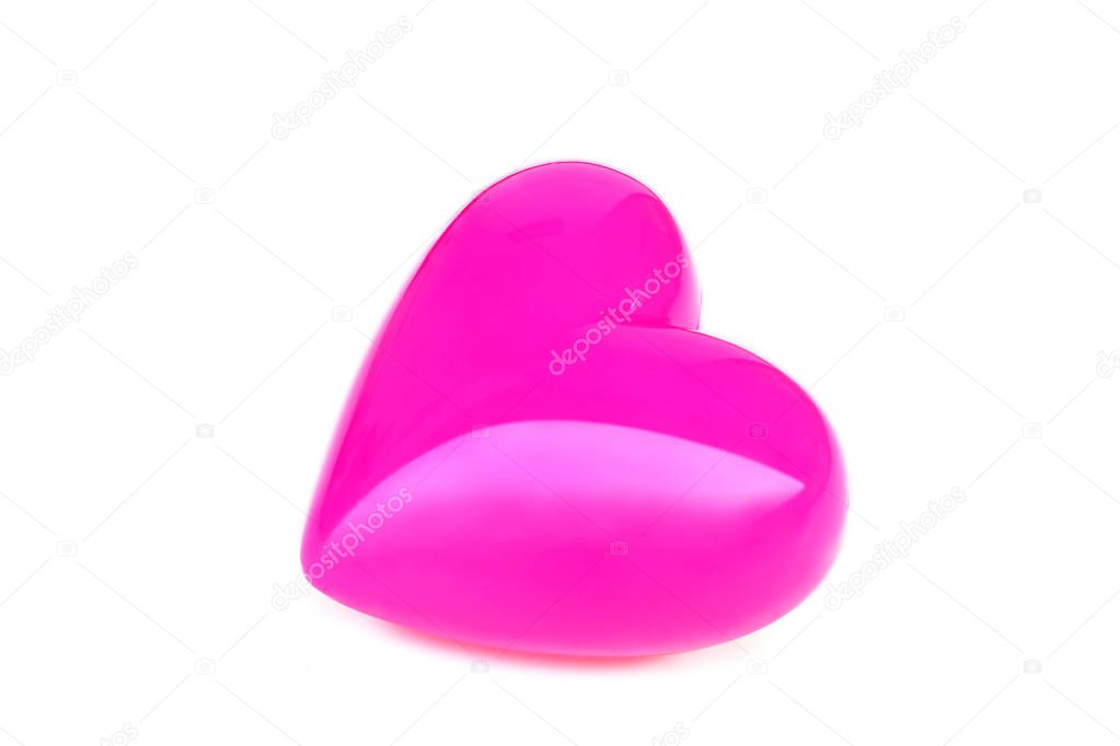 Pink heart on white background.With Clipping Path.