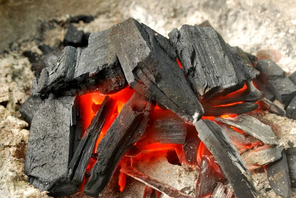 Fogo Antigo Usando Carvão Vegetal Madeira — Fotografia de Stock