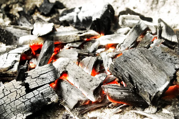 Fogo Antigo Usando Carvão Vegetal Madeira — Fotografia de Stock