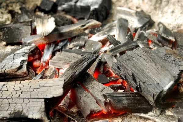 Ókori Tűz Felhasználásával Szén Fából — Stock Fotó