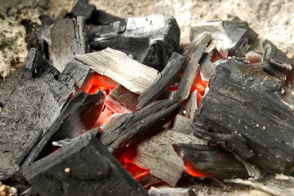 Fogo Antigo Usando Carvão Vegetal Madeira — Fotografia de Stock