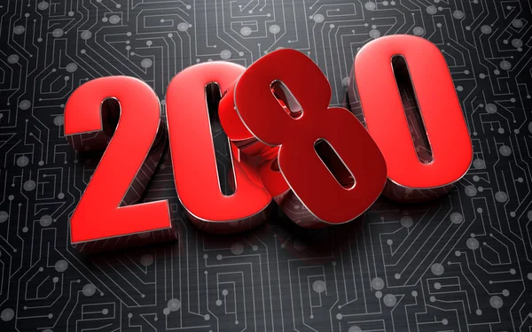 2080 Renderowanie Umieszczone Czarnym Obwodzie Elektronicznym — Zdjęcie stockowe