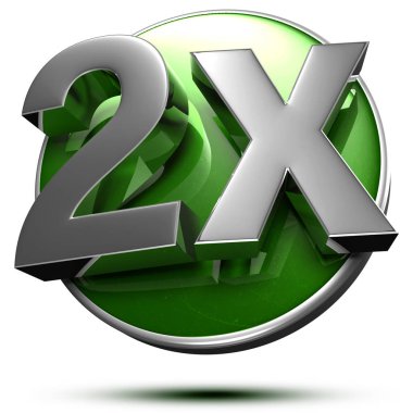 Beyaz arkaplanın arkasındaki yeşil dairede 2x 3d görüntüleme. (Kırpma Yolu ile).
