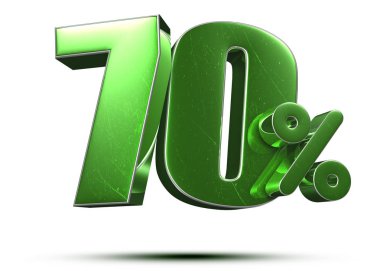 Beyaz arka planda% 70 yeşil 3D görüntüleme. (Kırpma Yolu ile).