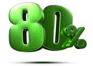 % 80 yeşil 3D, beyaz arka planda. (Kırpma Yolu ile).