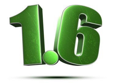 Beyaz arkaplanda 1.6 numara yeşil 3d. (Kırpma Yolu ile).