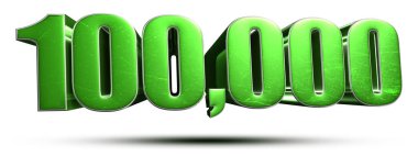 Beyaz arkaplanda 100.000 adet yeşil 3D resim var. (Kırpma Yolu ile).