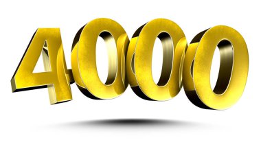 3D illüstrasyon Numarası 4000 Gold beyaz arka planda izole edildi. (Kırpma Yolu ile)