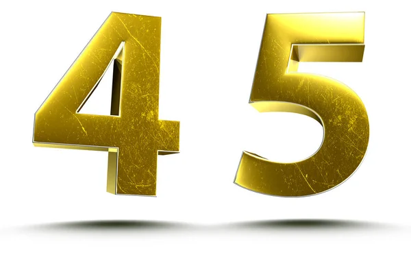 Illustration Numbers Gold Isolated White Background Clipping Path — Stock Photo, Image