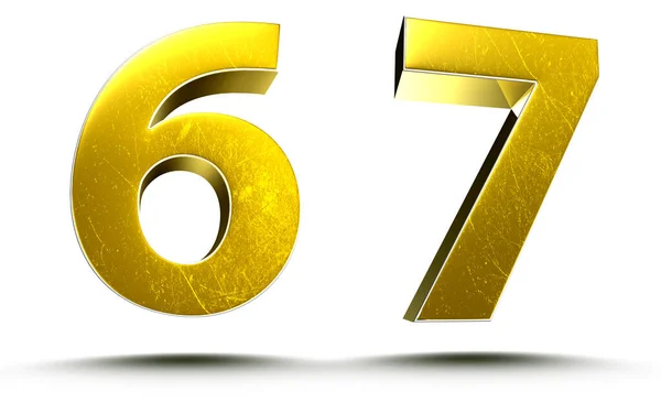 Ілюстрація Числа Золото Ізольовані Білому Тлі Відсічним Контуром — стокове фото