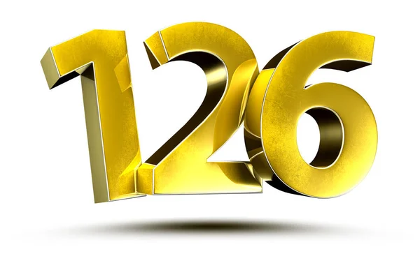 Illustration Numbers 126 Gold Isolated White Background Clipping Path — Stock Photo, Image