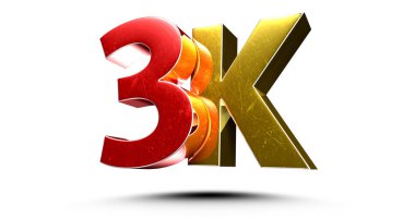 Beyaz arka planda izole edilmiş 3 boyutlu illüstrasyon 3k kırmızı altın. (Kırpma Yolu ile).