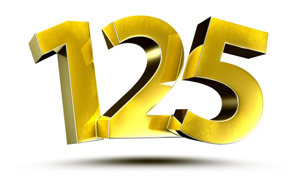 Illustration Numbers 125 Gold Isolated White Background Clipping Path — Stock Photo, Image