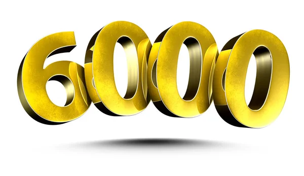 Illustration Numbers 6000 Gold Isoliert Auf Weißem Hintergrund Mit Clipping — Stockfoto