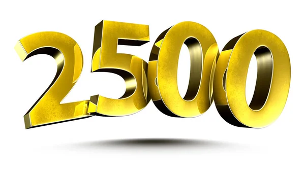 Números Ilustração 2500 Ouro Isolado Fundo Branco Com Clipping Path — Fotografia de Stock
