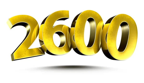 Иллюстрация Числа 2600 Золото Изолировано Белом Фоне Clipping Path — стоковое фото