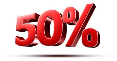 Beyaz arka planda% 50 kırmızı izole edilmiş 3D çizim. (Kırpma Yolu ile).