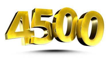 Beyaz arka planda izole edilmiş 3D Altın Numara 4500. (Kırpma Yolu ile).
