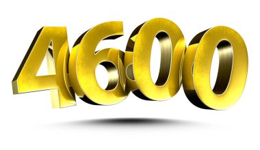 Beyaz arka planda izole edilmiş 3D Altın Numara 4600. (Kırpma Yolu ile).