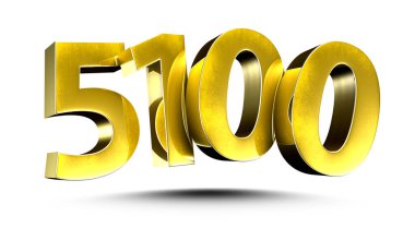 Beyaz arkaplanda 3 boyutlu Altın Resim 5100 izole edilmiş. (Kırpma Yolu ile).