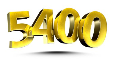 Beyaz arka planda izole edilmiş 3D resimli Altın 5400 numara. (Kırpma Yolu ile).