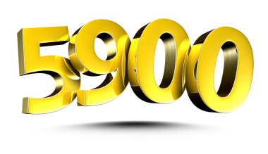 Beyaz arka planda izole edilmiş 3D Altın Numara 5900. (Kırpma Yolu ile).
