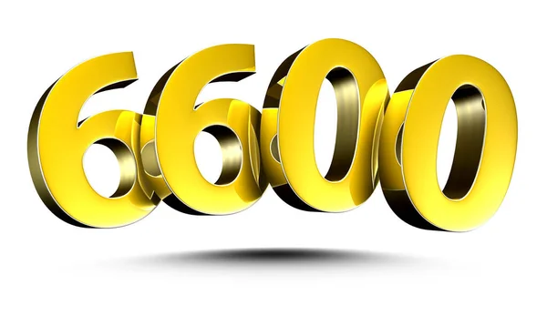 Ілюстрація Золотий Номер 6600 Ізольовано Білому Тлі Відсічним Контуром — стокове фото