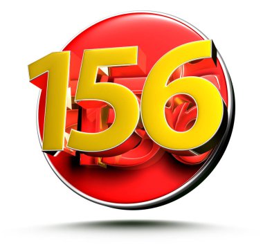 Beyaz arka planda izole edilmiş 3D Altın Numara 156. (Kırpma Yolu ile).