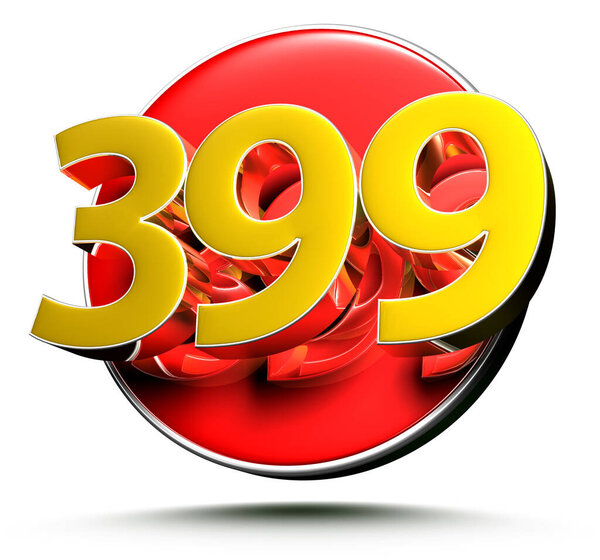 3D иллюстрация Золотое число 399 изолировано на белом фоне. (with Clipping Path).